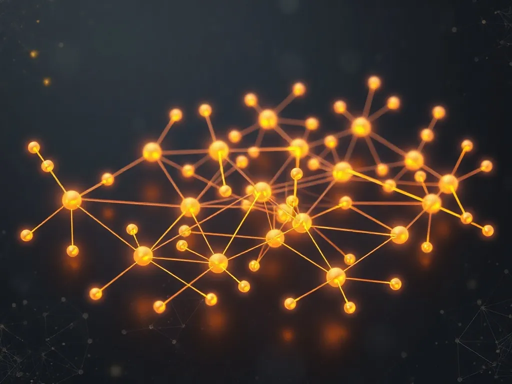 A technical 3D visualization of a financial neural network w