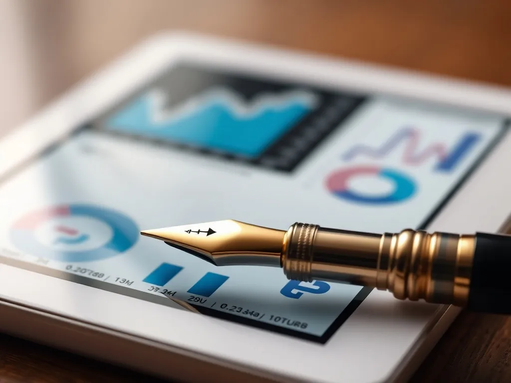 Macro shot of a high-end fountain pen next to a digital tabl